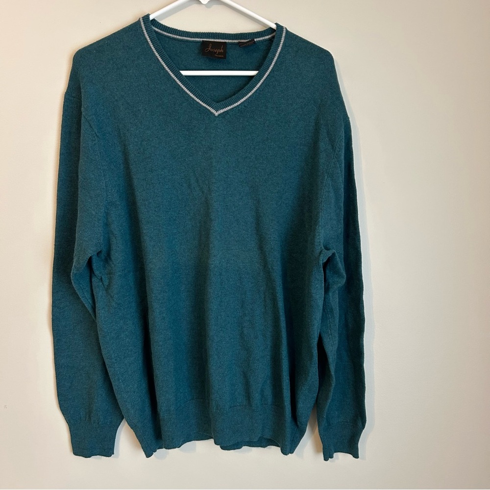 Joseph Men's Teal V-Neck Sweater Size Large